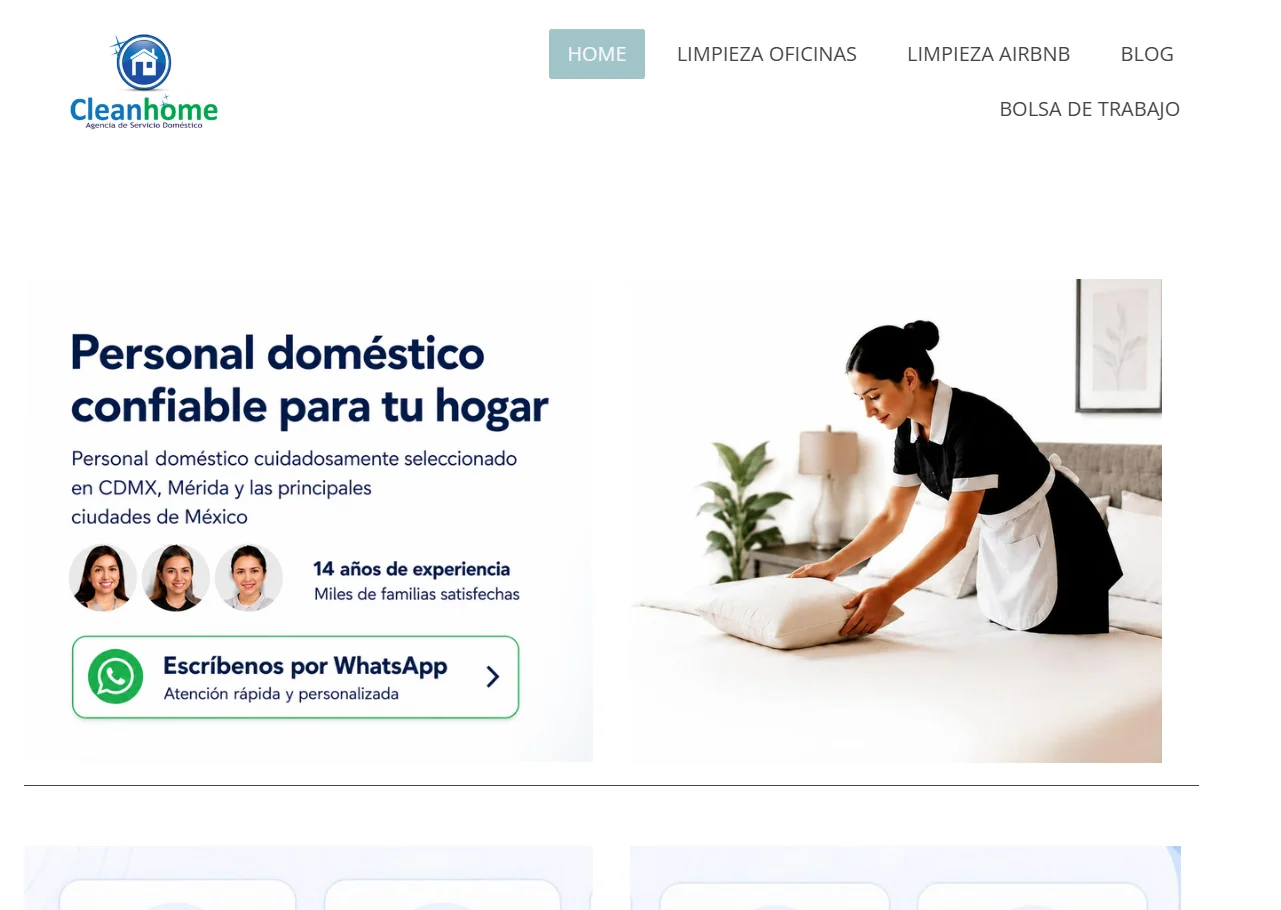 CleanHome Home page before redesign